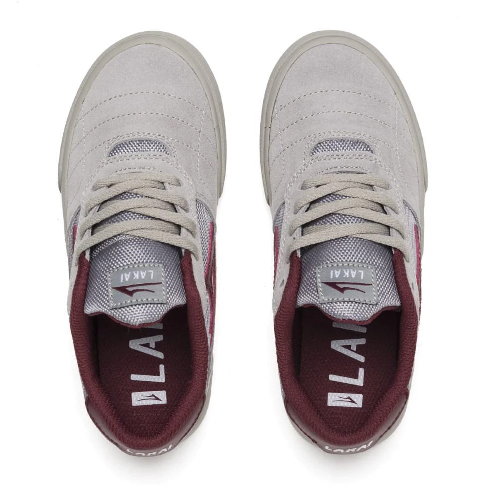 CAMBRIDGE KIDS GREY/BURGUNDY SUEDE